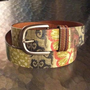 Floral Print Leather Belt S